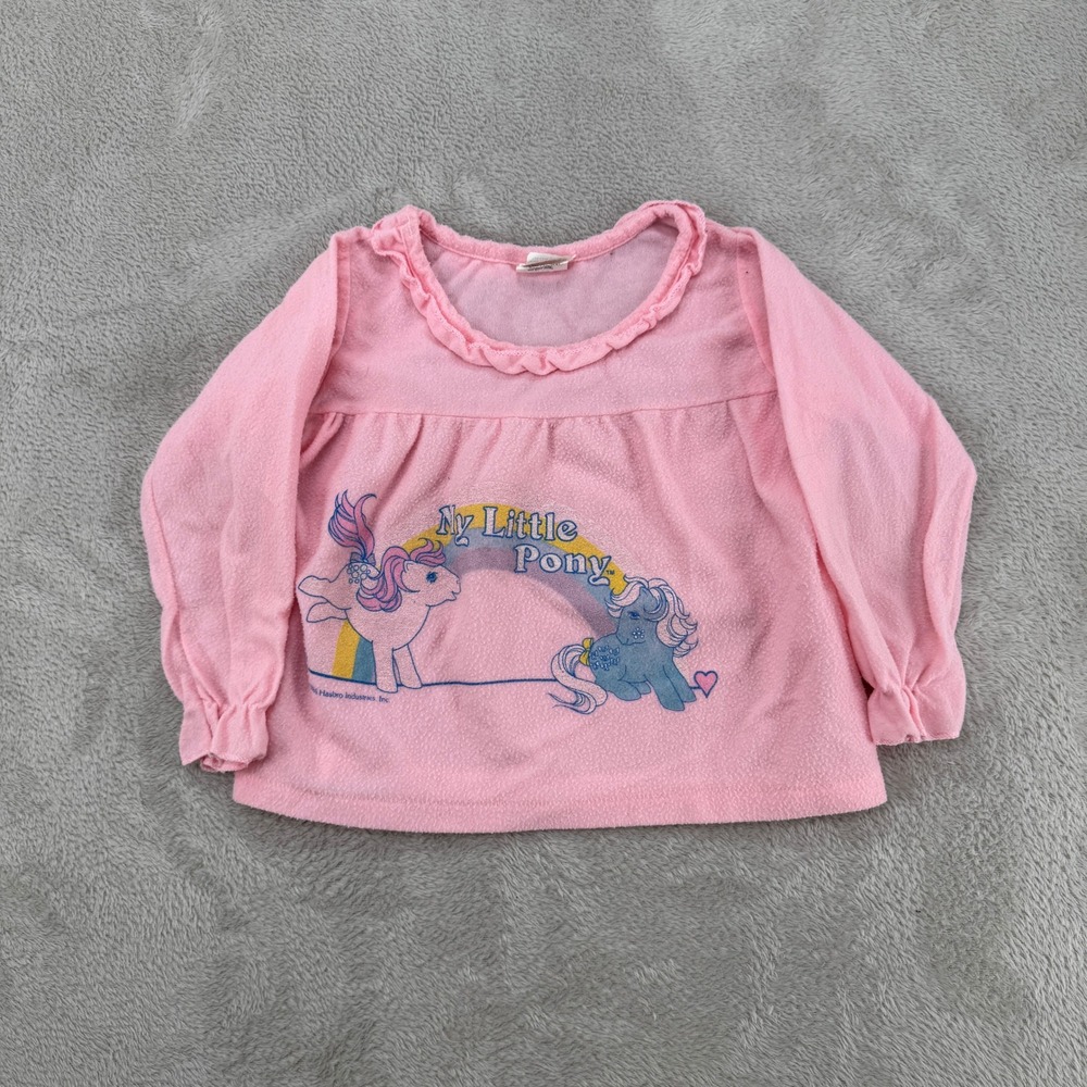 Vintage 80s Hasbro My Little Pony Fleece Pajama Top Girls M 4-5 Pink Wormser USA